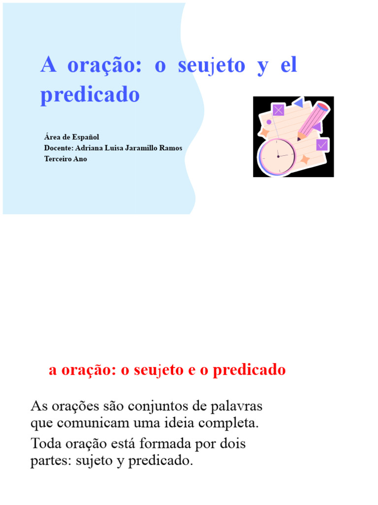 Sujeito e Predicado na Oração | PDF | Assunto (gramática) | Predicado ...