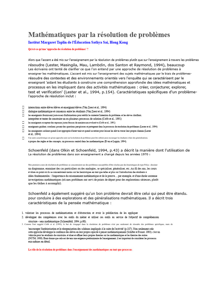 Approche de résolution de problèmes en mathématiques | PDF ...