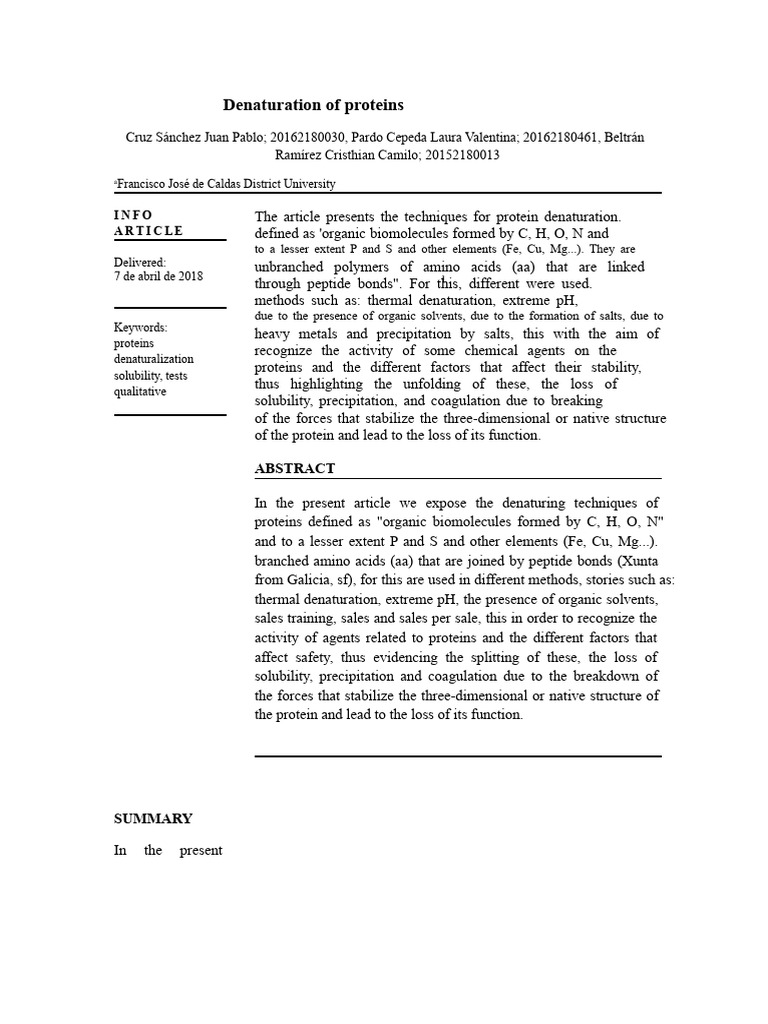 Denaturation of proteins 1.docx | PDF | Denaturation (Biochemistry ...