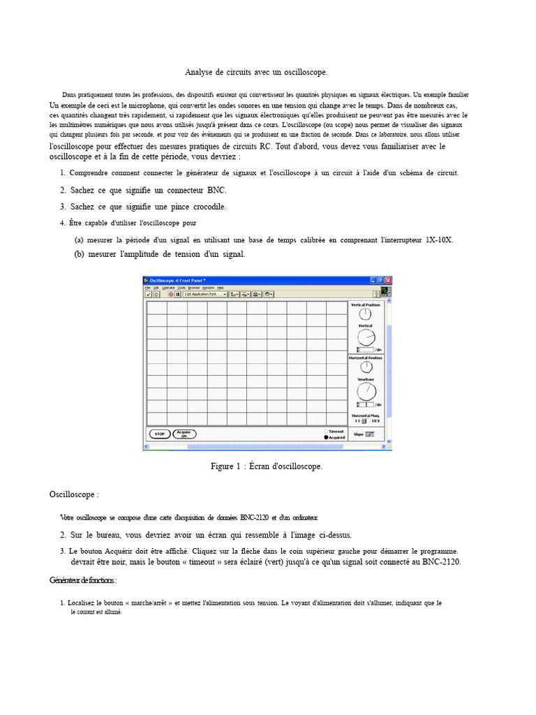 Analyse des circuits RC avec oscilloscope | PDF | Condensateur ...