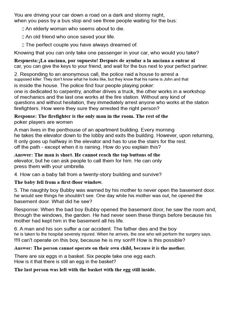 Riddles and Puzzles for Critical Thinking | PDF