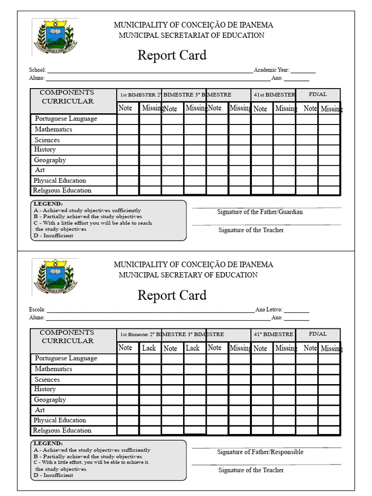 School Report Card - Template | PDF