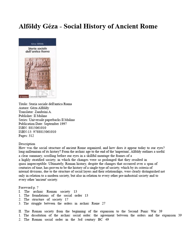 Social Structure of Ancient Rome | PDF | Roman Empire | Ancient Rome