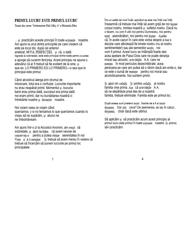 Primul Lucru Este Primul Lucru | PDF