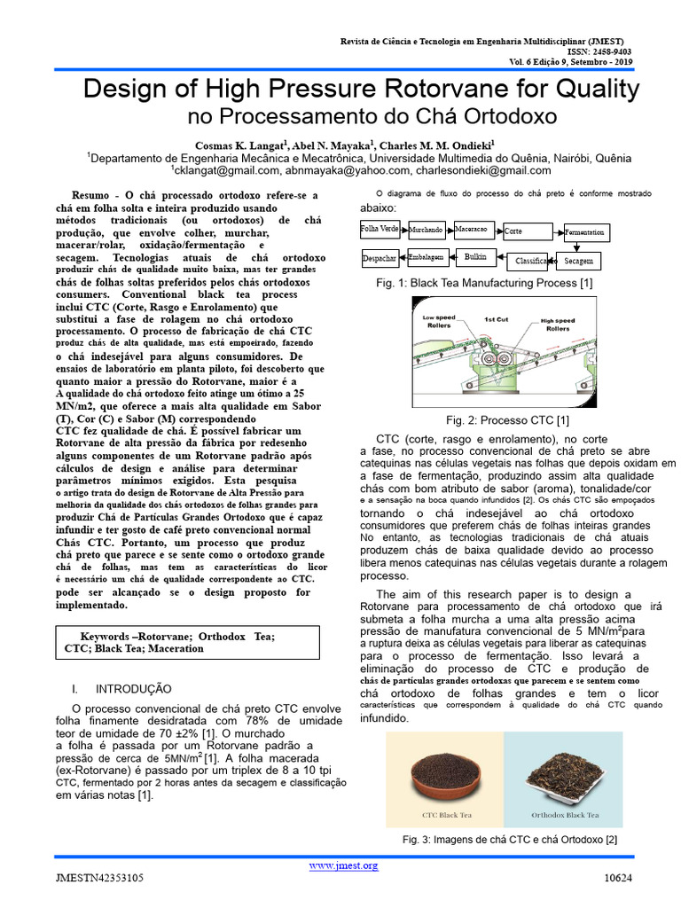 Rotorvane de Alta Pressão para Chá Ortodoxo | PDF | Chá | Engenharia ...
