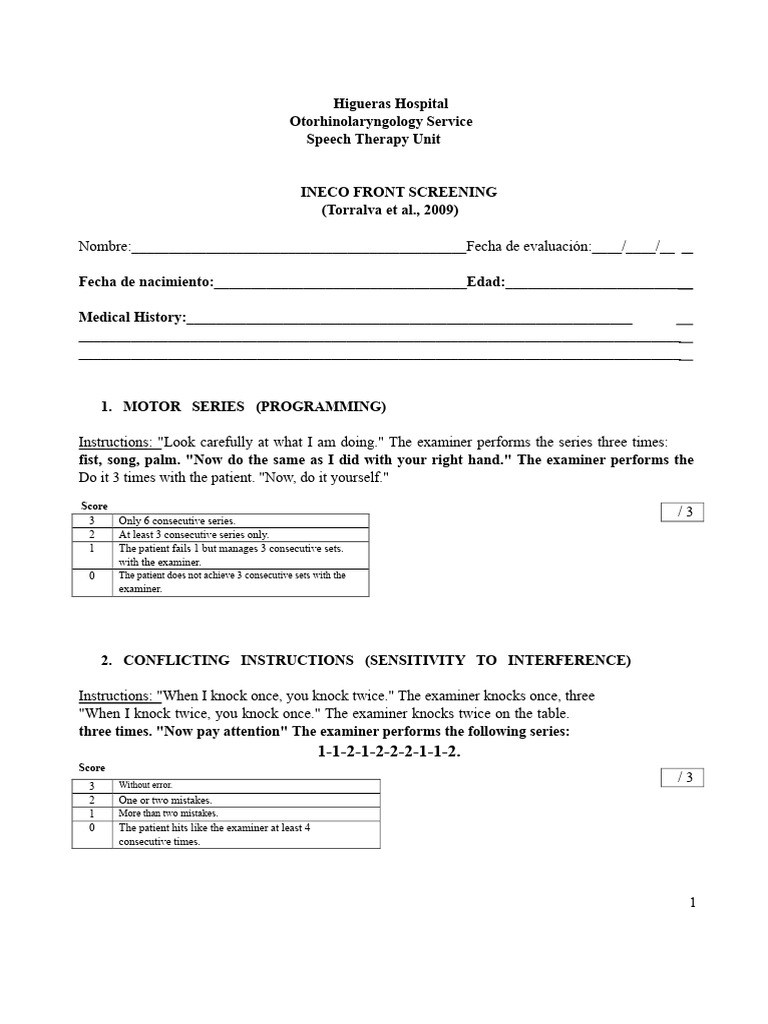 Speech Therapy Assessment Protocol | PDF | Executive Functions ...