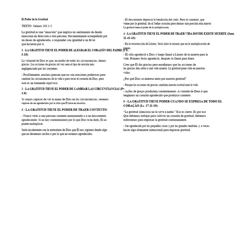 El Poder Transformador de la Gratitud | PDF | Gratitud | Oración