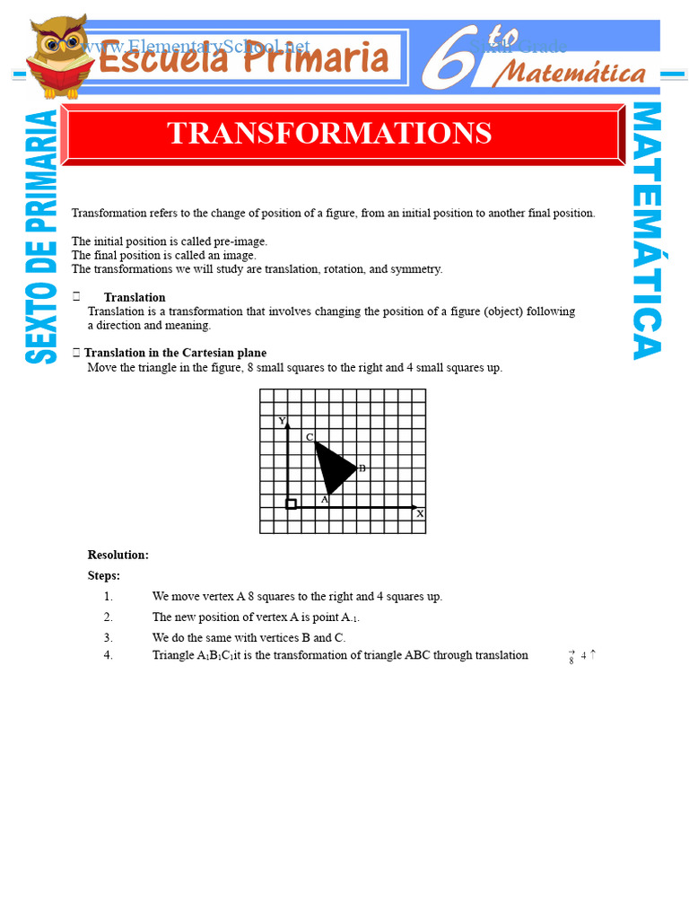Sixth Grade Geometry: Transformations Guide | PDF | Triangle | Angle