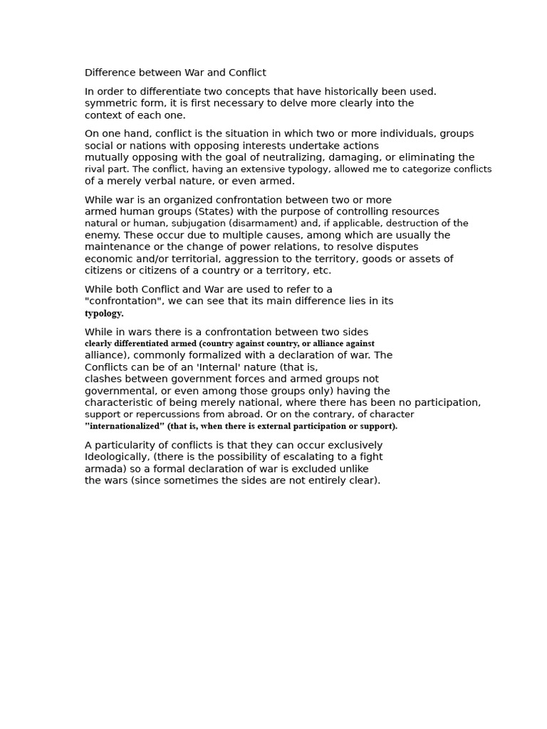War vs. Conflict: Key Differences Explained | PDF