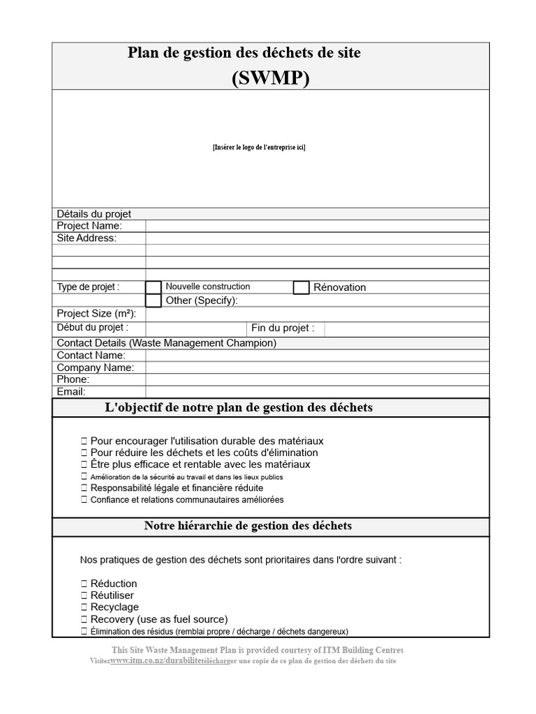 Plan de Gestion des Déchets de Site | PDF | Gestion des déchets | Recyclage