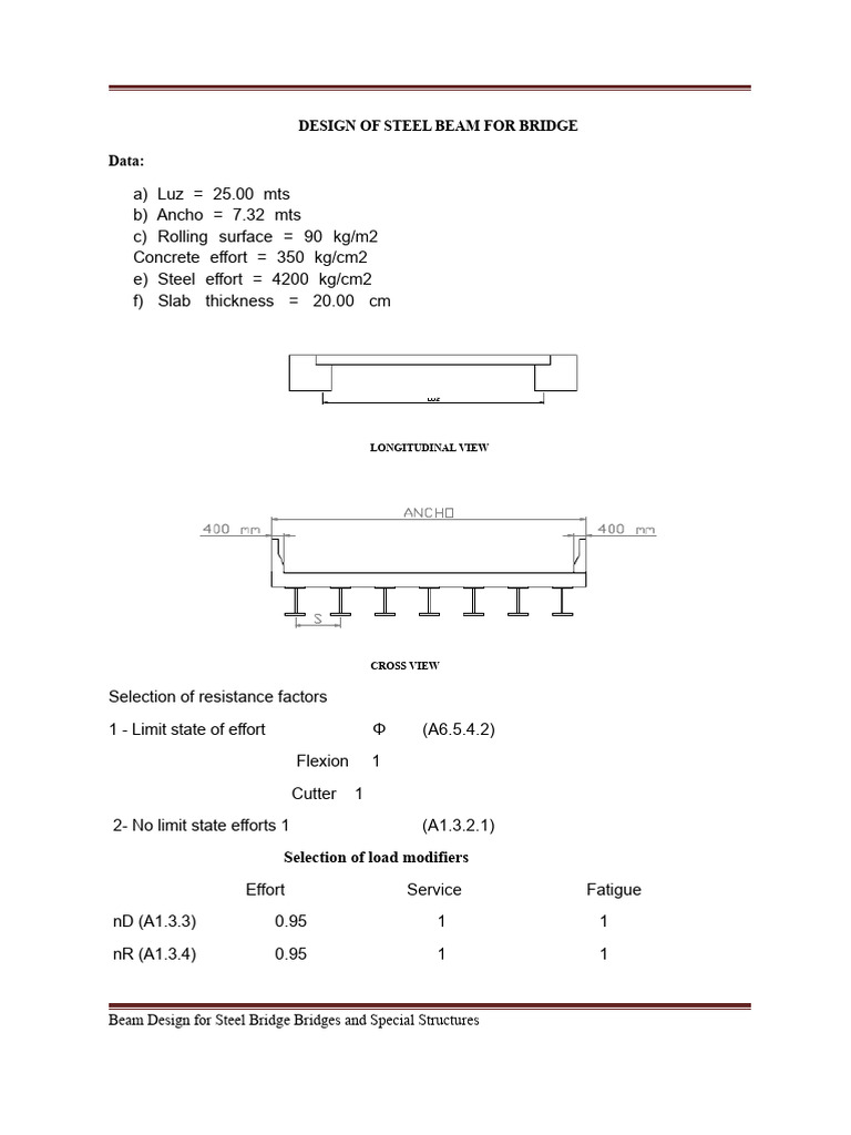 DESIGN OF STEEL BEAM FOR BRIDGE | PDF | Beam (Structure) | Bridge