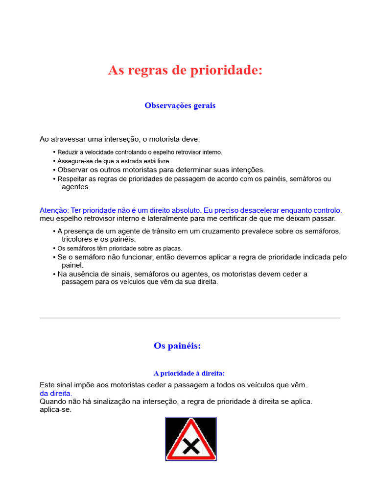 Regras de Prioridade no Trânsito | PDF | Tráfego | Semáforo