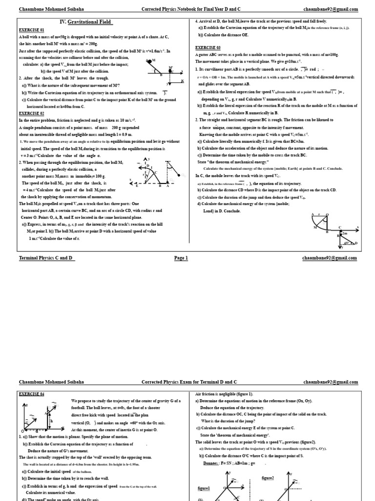Exercises On The Gravitational Field | PDF | Force | Mechanics