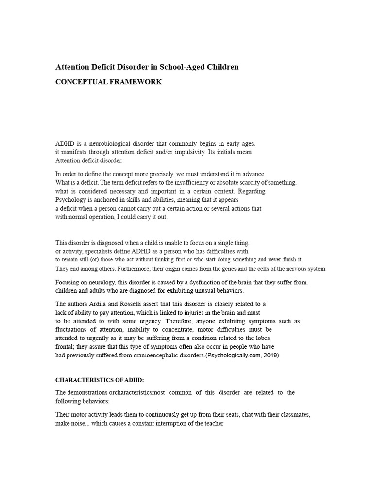 Conceptual Framework | PDF | Attention Deficit Hyperactivity Disorder ...