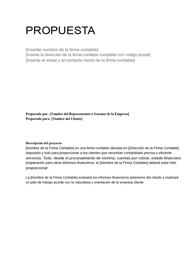 Propuesta de Servicios Contables Eficientes | PDF | Contabilidad | Business