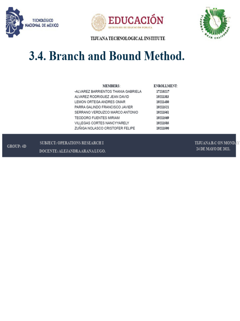 3.4 Branch and Bound Method | PDF | Linear Programming | Systems Analysis
