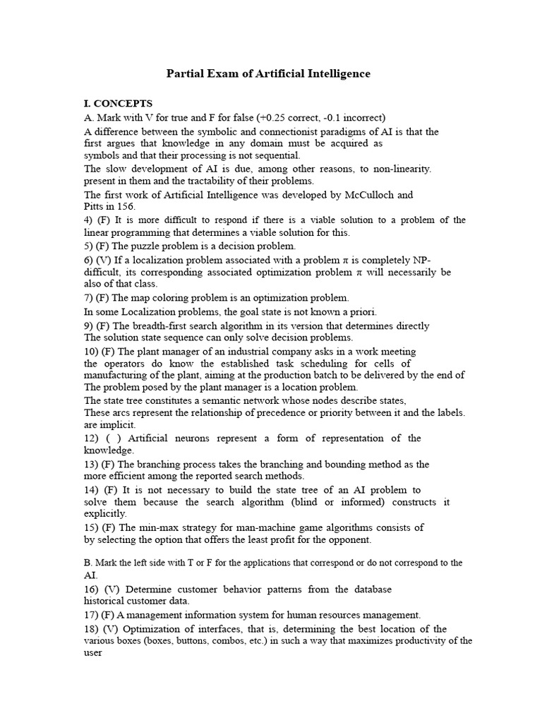 AI Concepts and Problem Solving Exam | PDF | Artificial Intelligence ...
