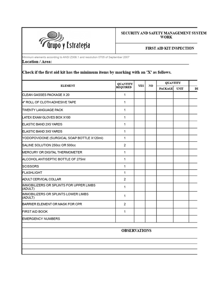 First Aid Kit Inspection Checklist | PDF | Medicine | Emergency Medical ...