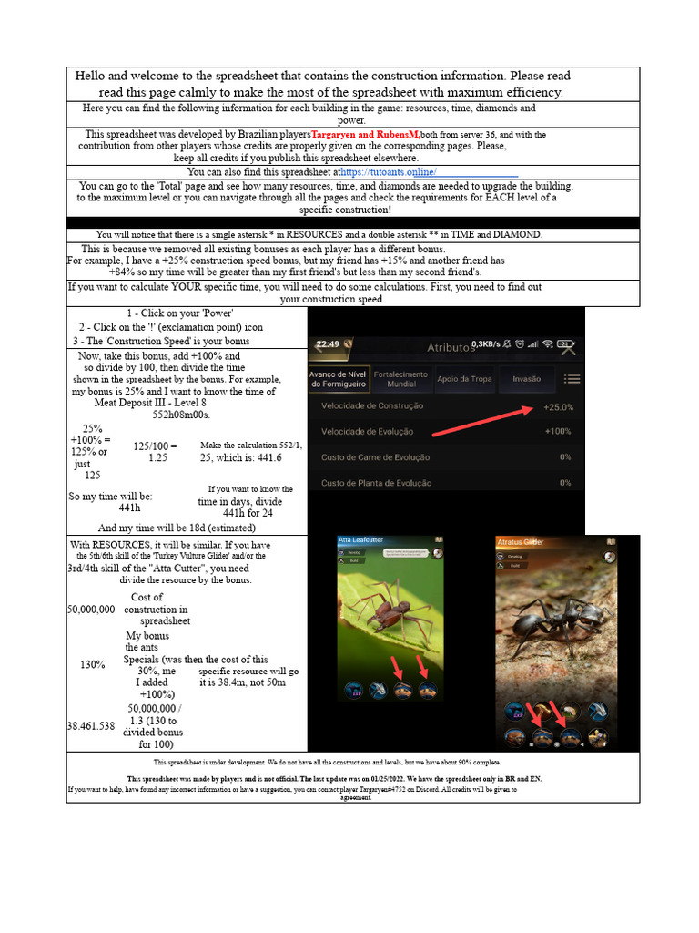 Construction Resource Spreadsheet Guide | PDF | Ant | Fungus