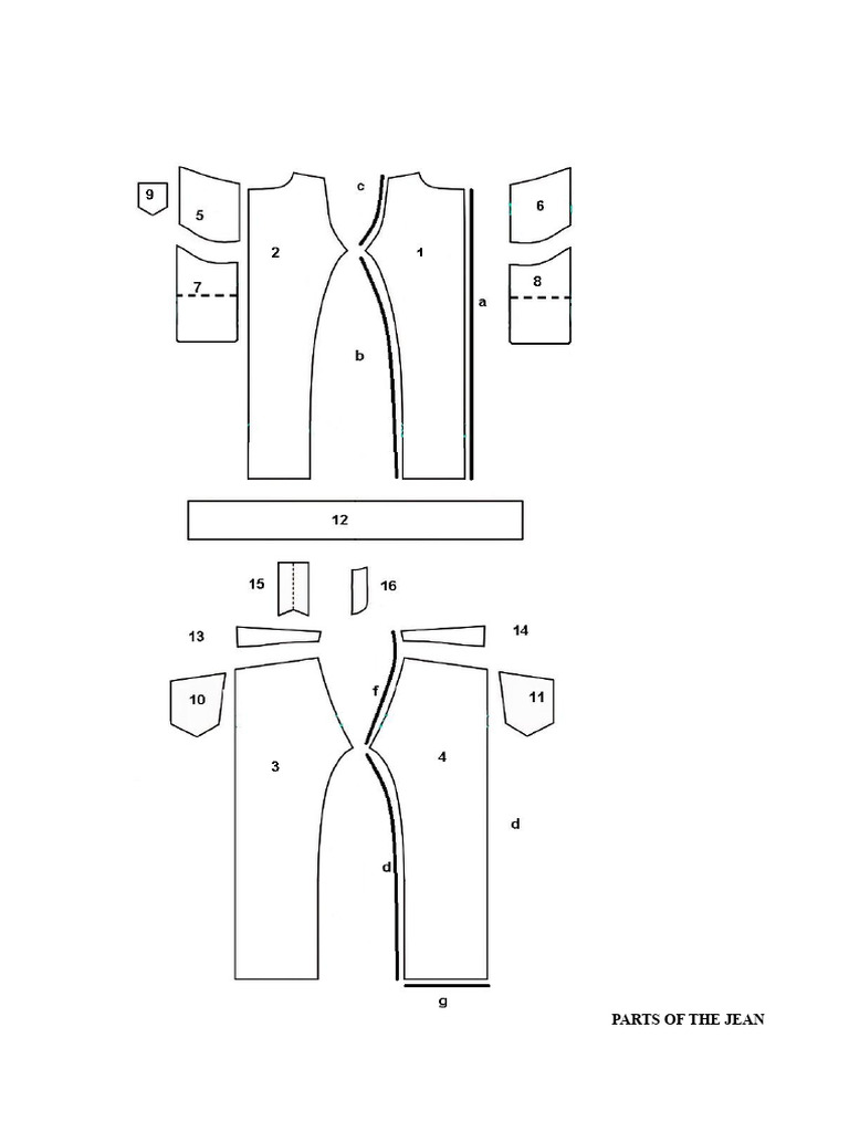 Jean Operations Diagram | PDF | Seam (Sewing) | Clothing