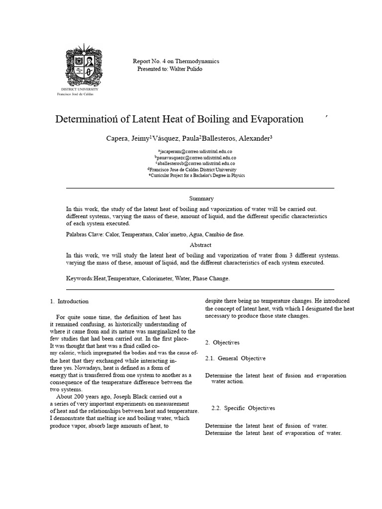 Latent Heat of Boiling and Evaporation Study | PDF | Heat | Calorimetry