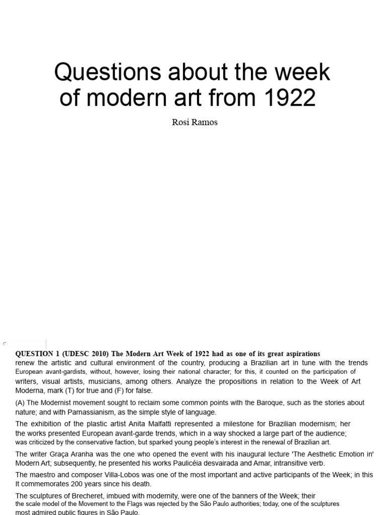 Modern Art Week 1922: Key Insights | PDF | Brazil | The Arts