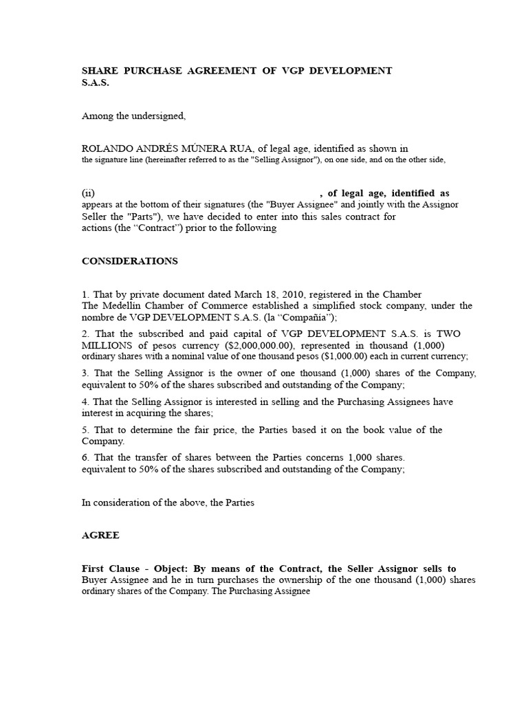 Stock Purchase Model | PDF | Assignment (Law) | Indemnity