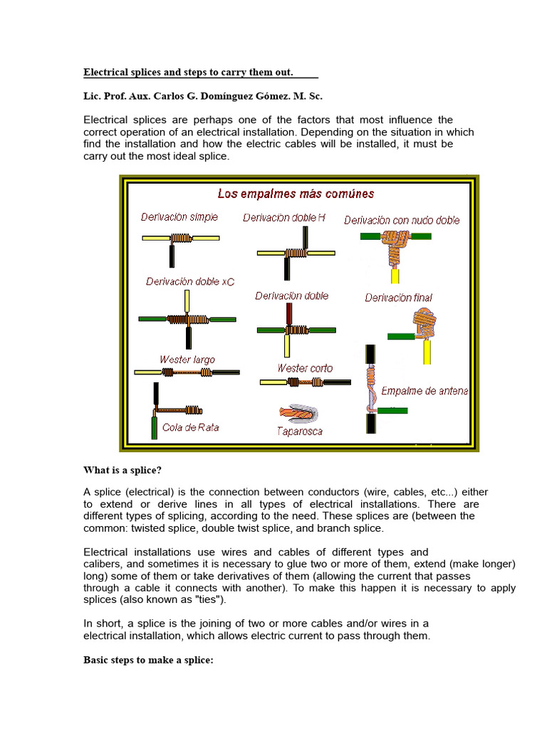 Types of Electrical Splices and Steps To Carry Them Out | PDF ...