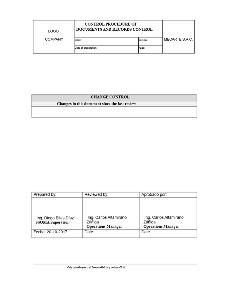 Document Control Procedure Overview | PDF | Information | Business