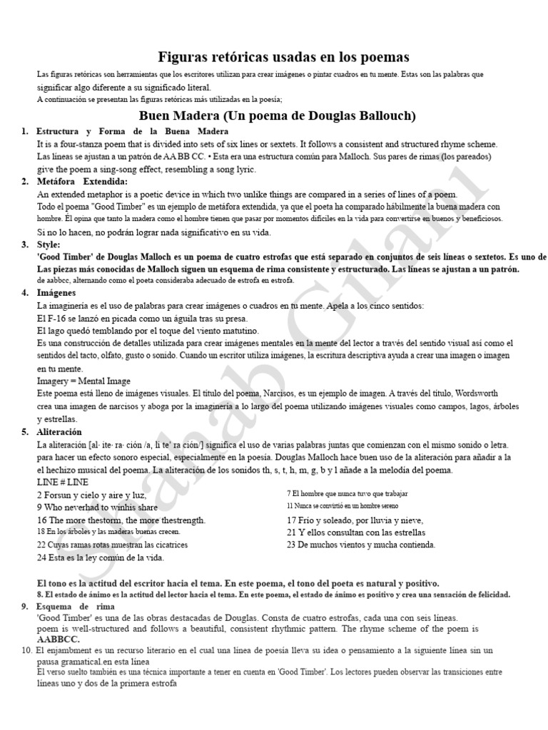 Figuras Retóricas en la Poesía | PDF | Poesía | Metáfora