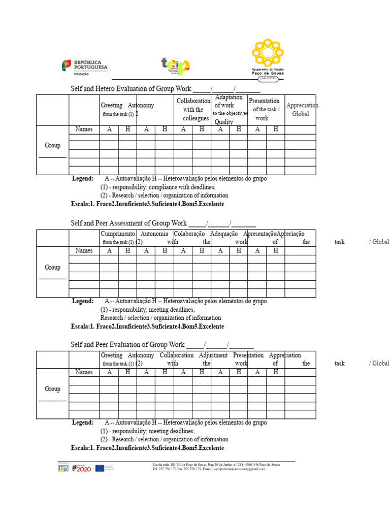 Group Work Self and Peer Evaluation | PDF