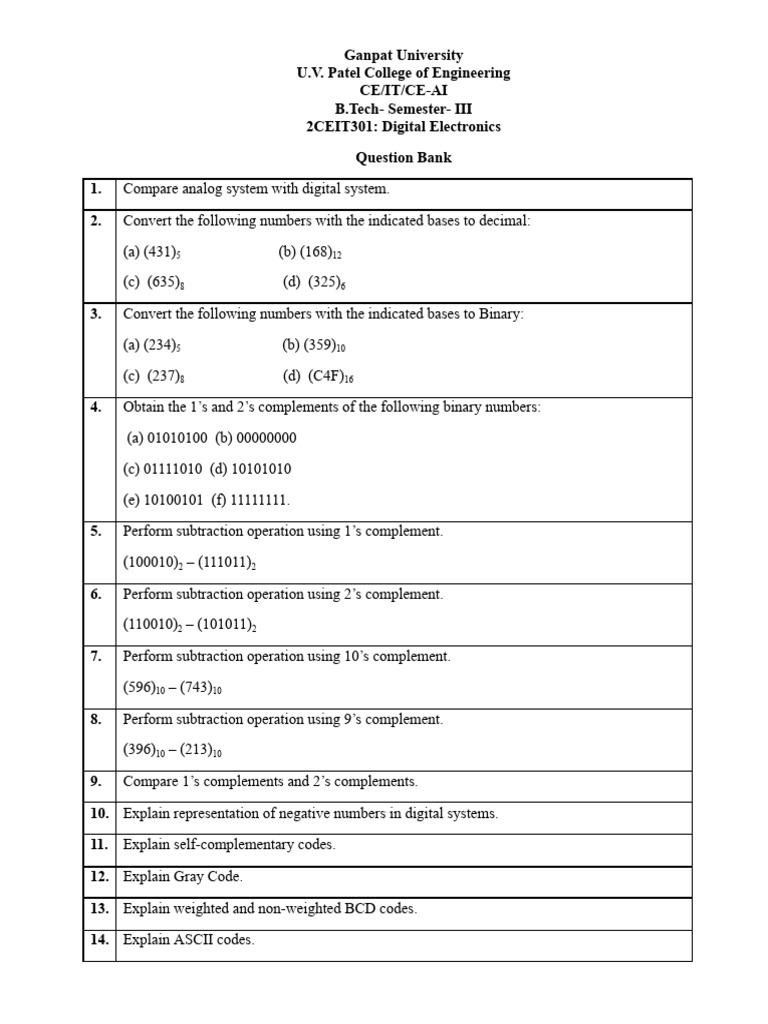 Digital Electronics Question Bank for B.Tech | PDF | Logic Gate ...