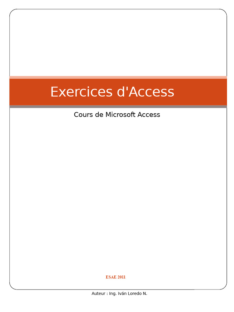 Exercices pratiques sur Microsoft Access | PDF | Bases de données ...