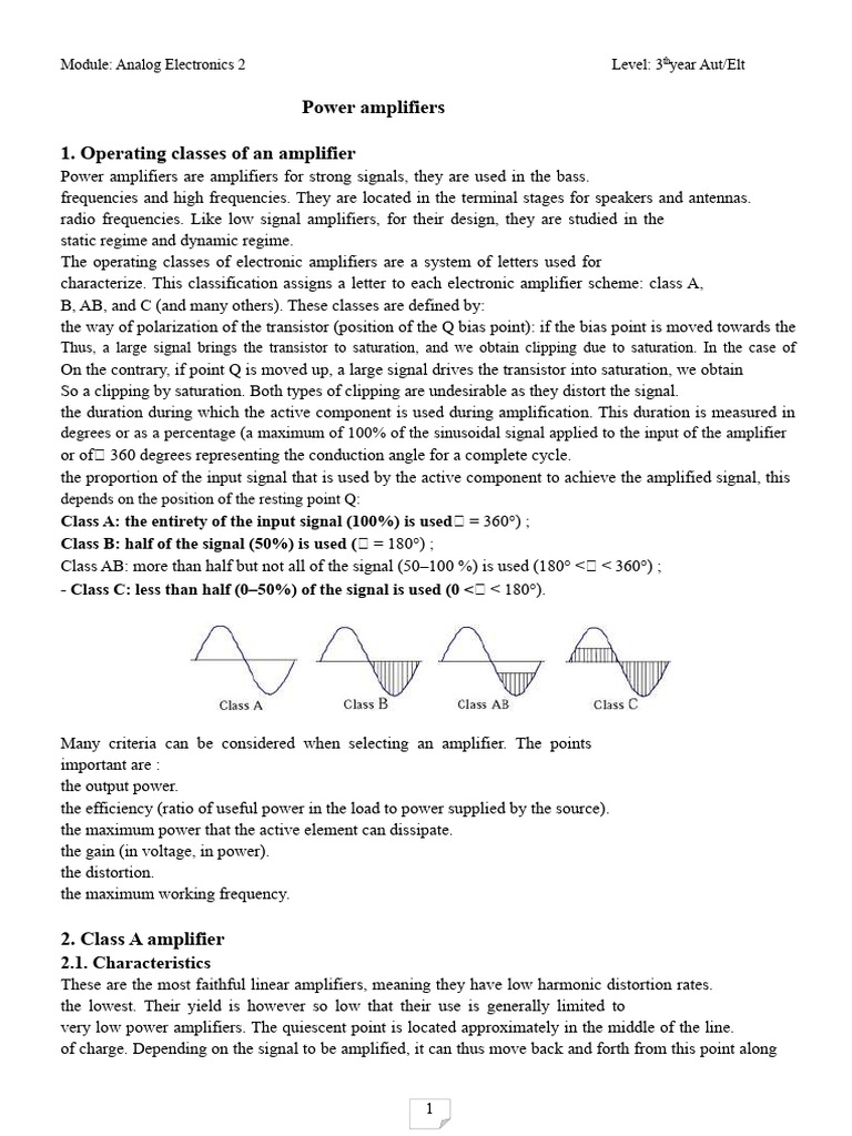 Understanding Power Amplifier Classes | PDF | Amplifier | Computer ...