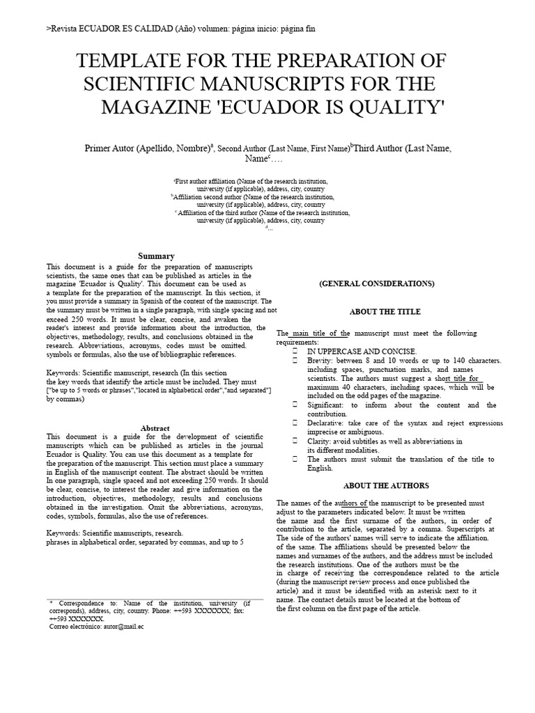 Scientific Manuscript Preparation Guide | PDF | Abstract (Summary ...