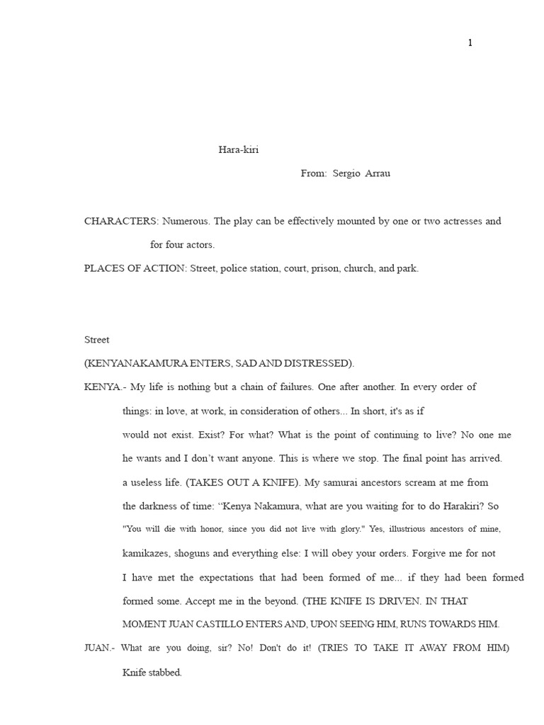 Harakiri: A Dramatic Play Script | PDF | Witness | Mitigating Factor