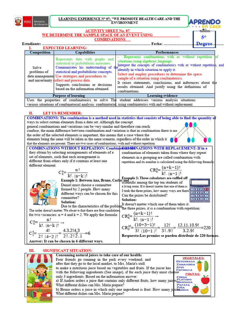 SHEET 7 - 5TH - EXP 7 | PDF | Combinatorics | Statistics