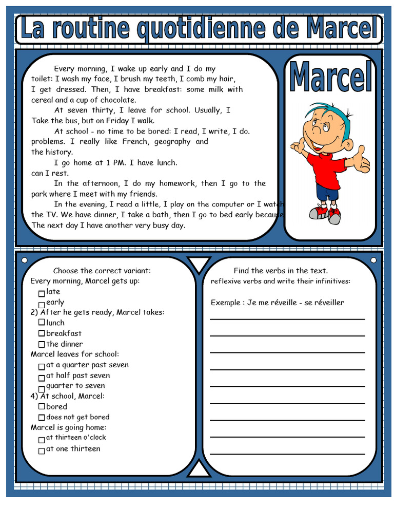 Marcel's Daily Routine | PDF