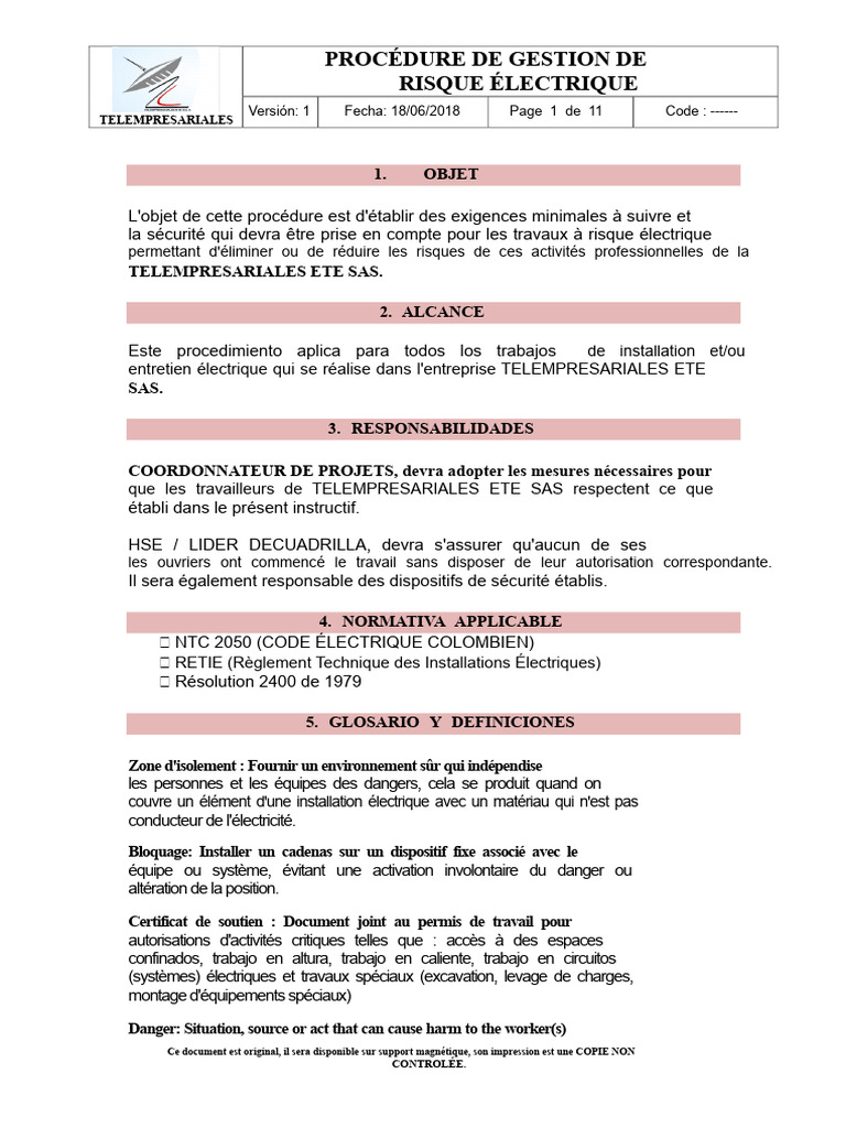 Gestion des Risques Électriques en Entreprise | PDF | Transformateur ...