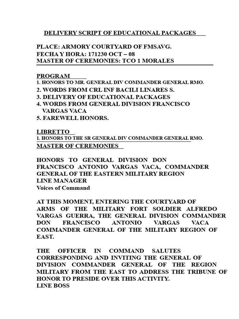 SCRIPT FOR DISMISSAL CEREMONY | PDF | Military