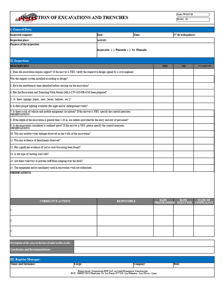 Trench Inspection Format_Rev 00 | PDF | Trench