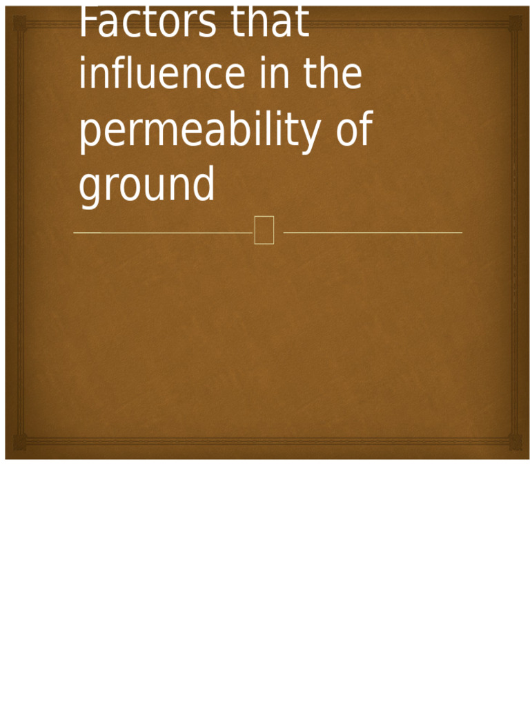 Factors Affecting Soil Permeability | PDF