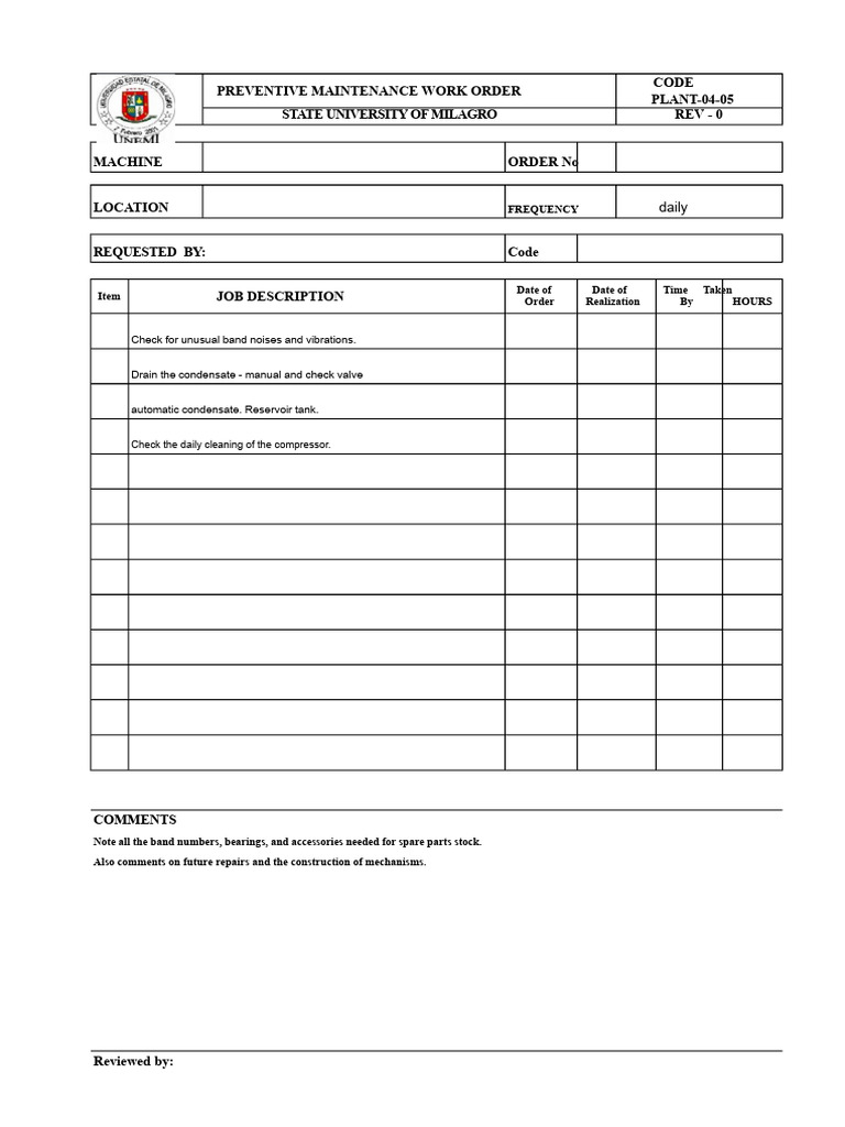 Preventive Maintenance Work Order Guide | PDF | Mechanical Engineering