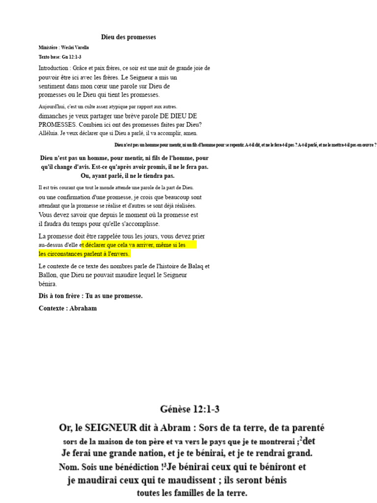 Dieu des promesses : foi et accomplissement | PDF | Abraham | Dieu