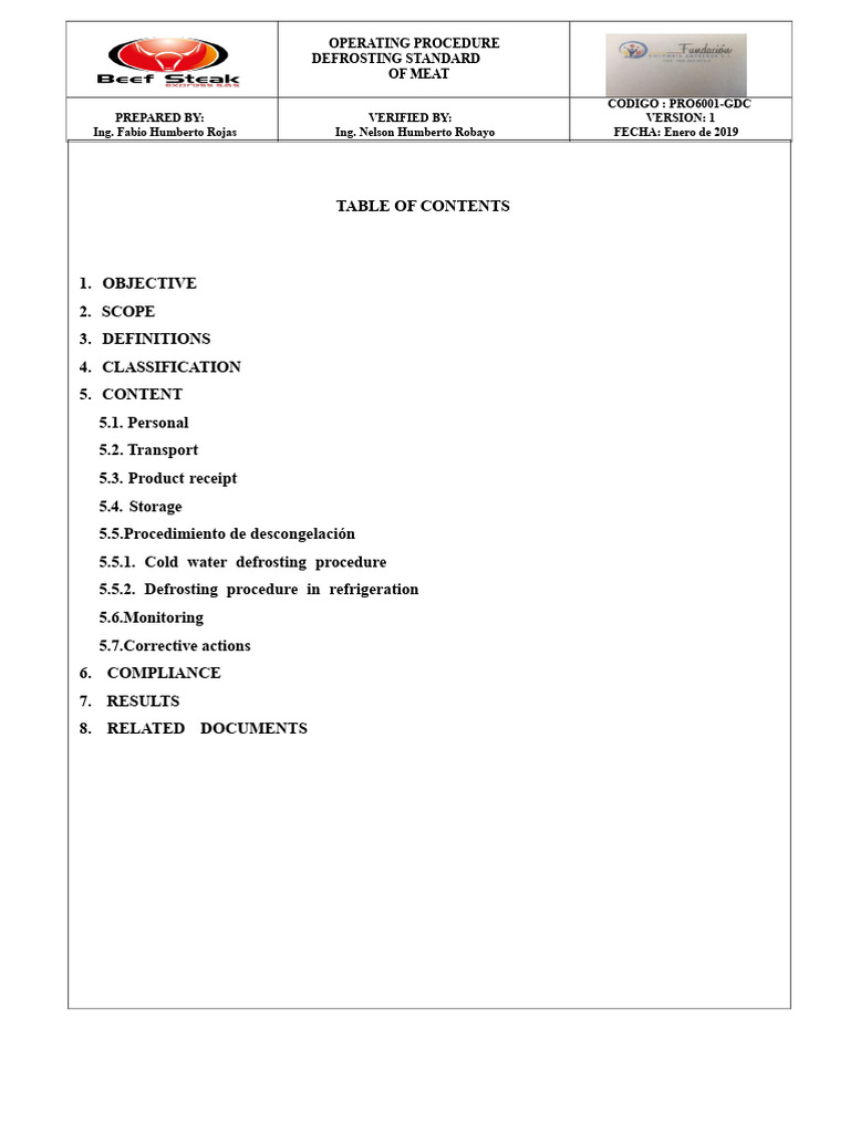Meat Defrosting Procedure Ii | PDF | Water | Refrigeration