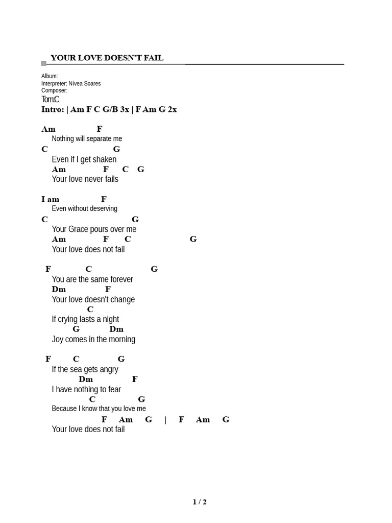 Chord - Your Love Never Fails - Nivea Soares - Key C | PDF