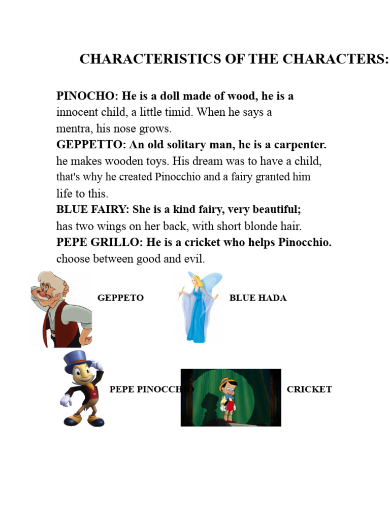 Pinocchio Character Analysis and Summary | PDF | Pinocchio | Fictional ...