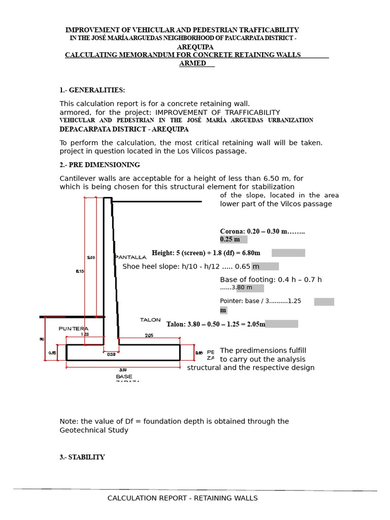 Retaining Wall Design for Traffic Improvement | PDF | Building ...