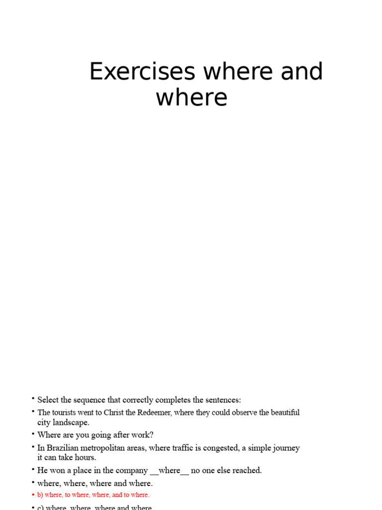 Exercises Where and To Where | PDF