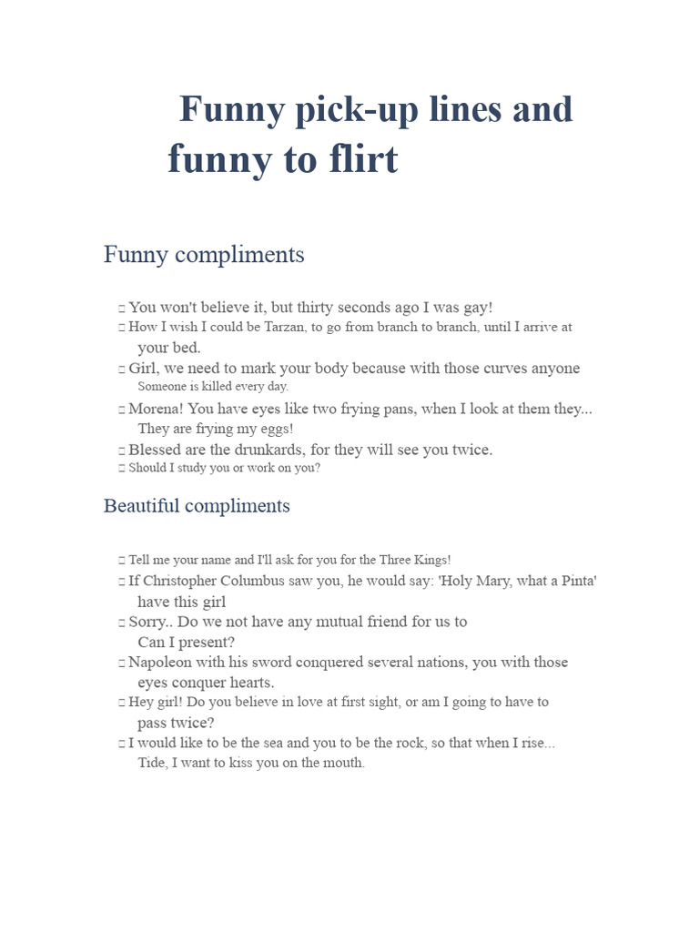 Hilarious Pick-Up Lines and Compliments | PDF